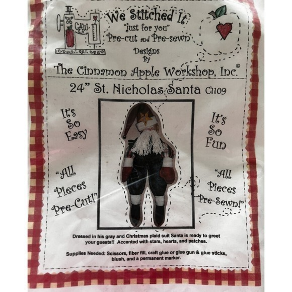 St Nicholas Santa Christmas We Stitched It 27” Pre-Cut‎ Pre-Sewn Craft NEW